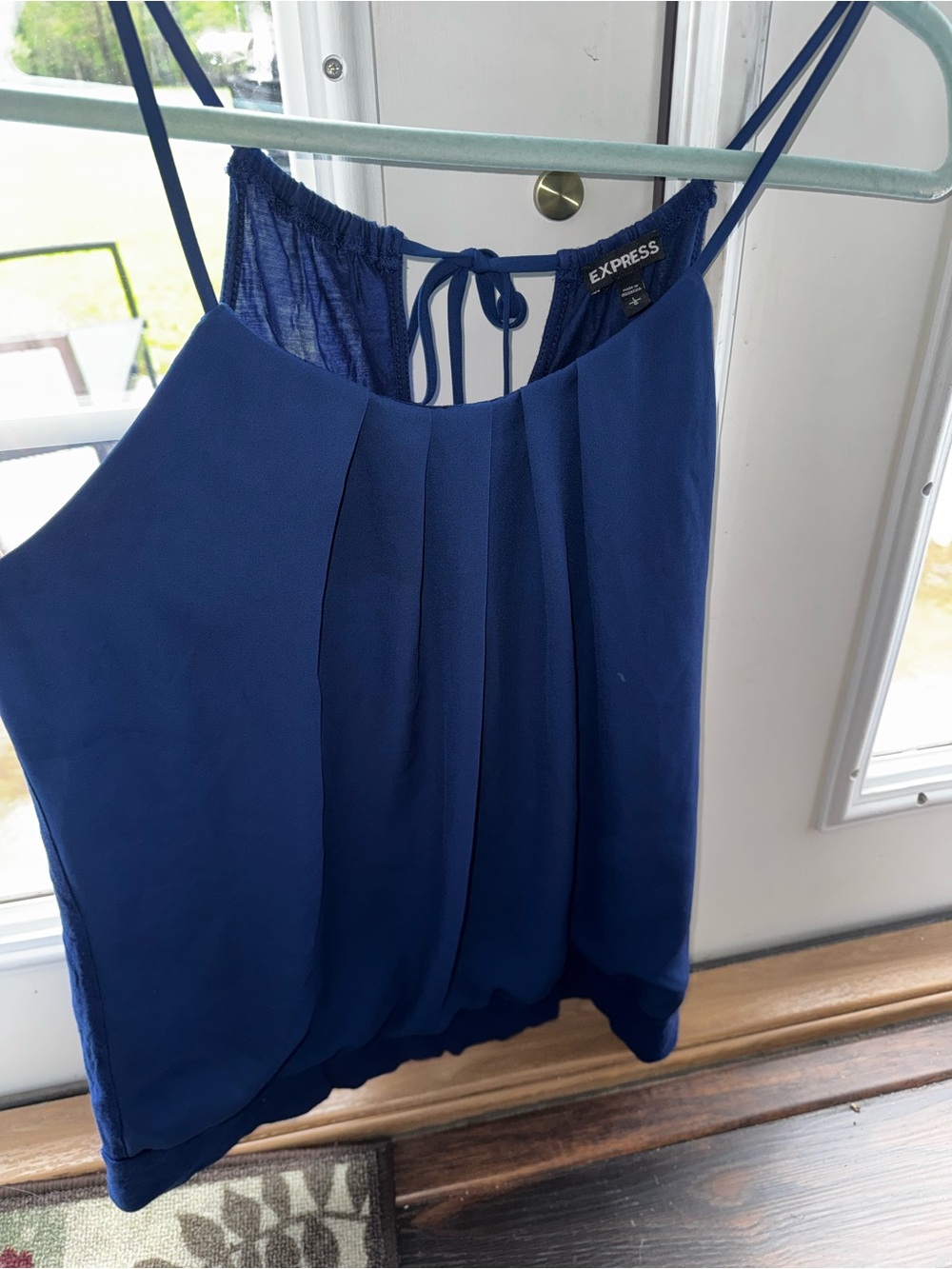 Express Navy Blue Pleated Halter Camisole